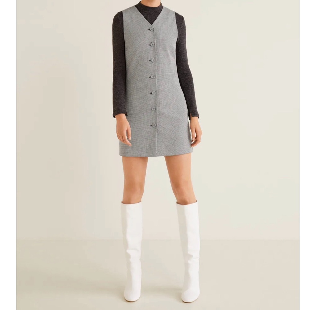 Mango Black and Gray Long Sleeve Dress